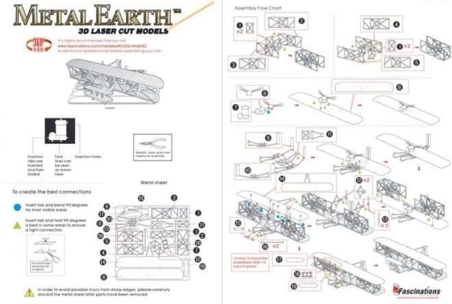 Metal Earth 3D puzzle: Wright testvérek repülőgépe