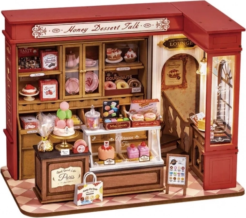 robetime miniatűr házikó Méz Cukrászda – dioráma LED világítással 1:16
