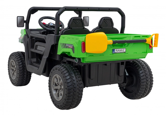 Auto Pick-Up Speed 900 pro gyerekek Zöld + 4x4 meghajtás + mozgatható pumpa + csomagtér + távirányítás + lapát + LED audio
