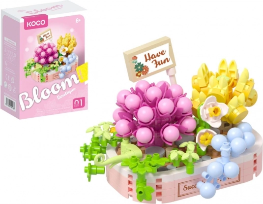 KOCO Bloom építőkészlet – virágos és pozsgás kompozíció, 249 darab
