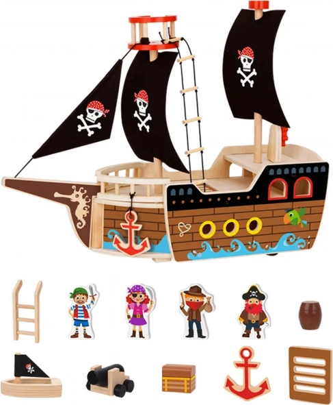 Fa kalózhajó figurákkal Tooky Toy