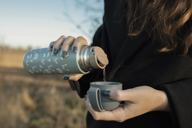 Termosz virágmintával és szilikon fogantyúval, 400 ml