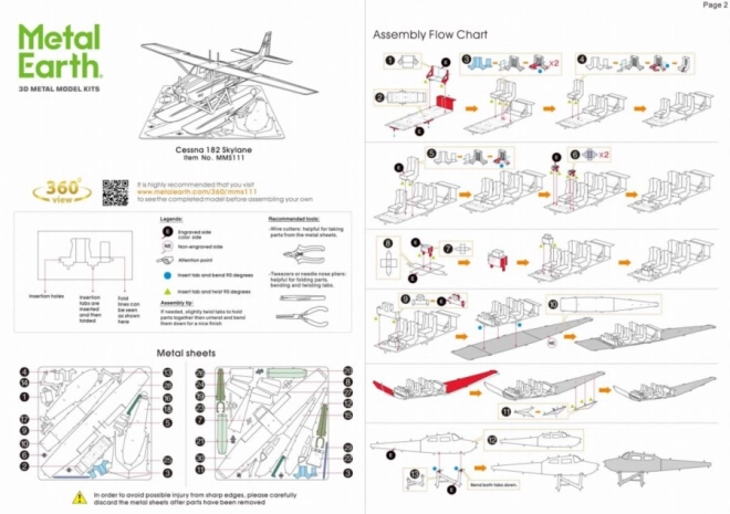 Metal Earth 3D puzzle Cessna 182 hidroplán