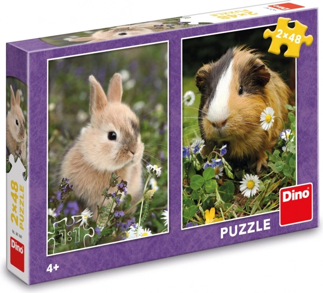 Bunny és tengerimalac puzzle 2x48 darabos