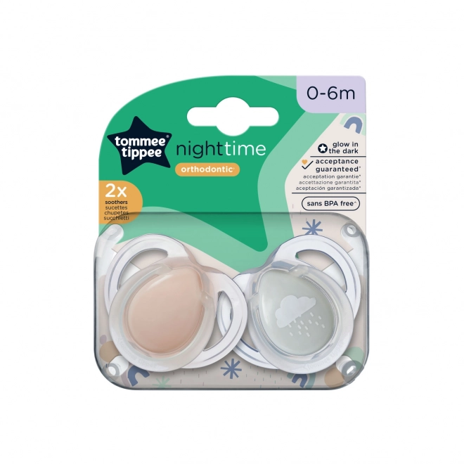 Tommee Tippee szimmetrikus szilikon cumi éjszakai 0-6 hónaposoknak, 2 db, rózsaszín/kék