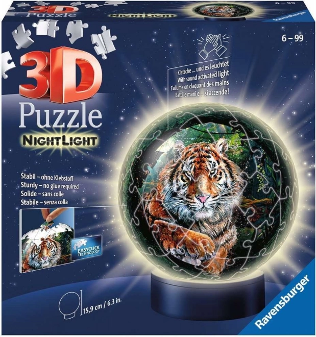 Ravensburger 3D világító puzzle labda - Tigris 72 darabos