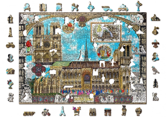 Wooden City 2 az 1-ben Notre-Dame Dóm fa puzzle