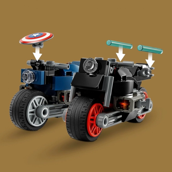 Szuperhős Motorok LEGO Marvel Fekete Özvegy és Amerika Kapitány