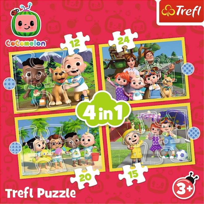 Trefl Cocomelon: Ismerjük meg 4 az 1-ben puzzle (12, 15, 20, 24 darabos)