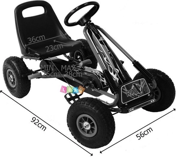 Pedálos levegős gokart + Felfújható gumik + Állítható ülés – Zöld