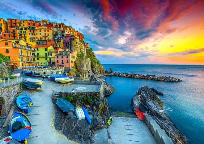 Puzzle Manarola kikötő naplementében 1000 darab