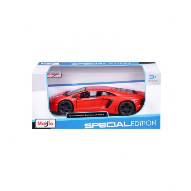 Lamborghini Aventador Coupé fém model 1:24 - narancssárga-piros