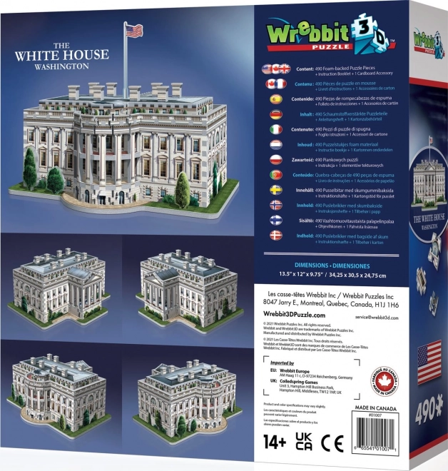 Wrebbit 3D puzzle Fehér Ház, Washington 490 darab