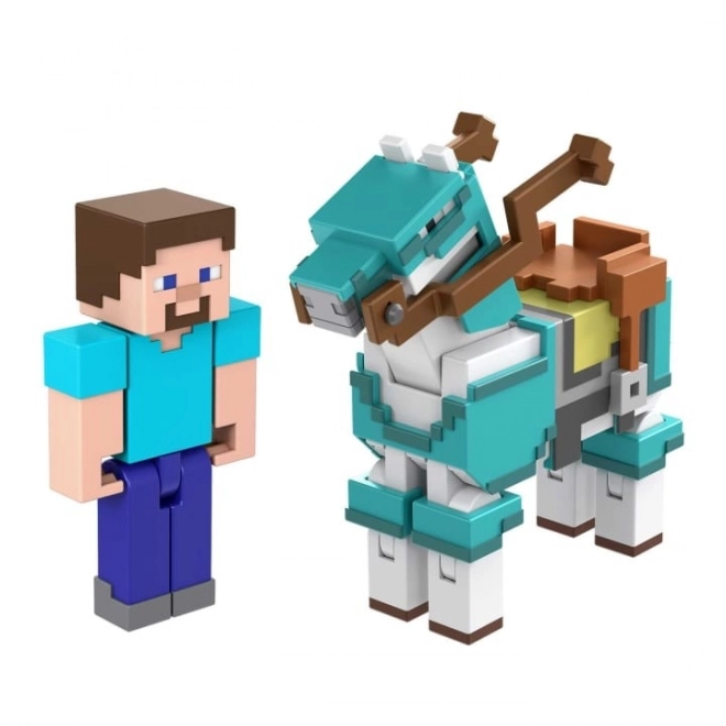 Minecraft Steve és ló figura