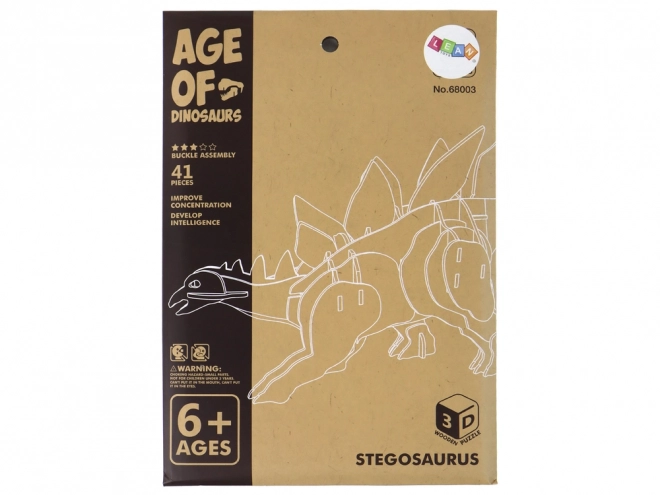 3D térbeli fa puzzle Stegosaurus, 41 elemes