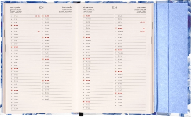 Notique heti mágneses határidőnapló kék virágokkal 2025