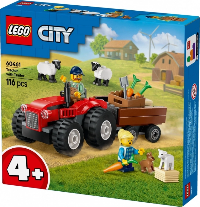 Vörös traktor utánfutóval és birkával LEGO City