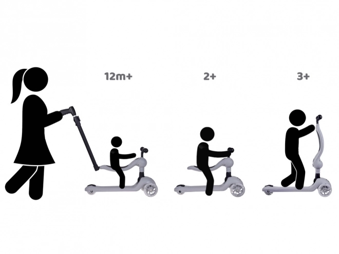 Tiny Bike gyerek futóbicikli és roller 2 az 1-ben – Szürke