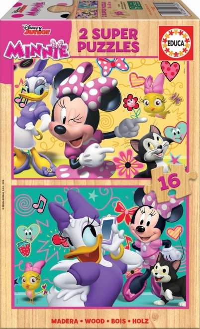 Minnie és Daisy fa puzzle 2x16 darab