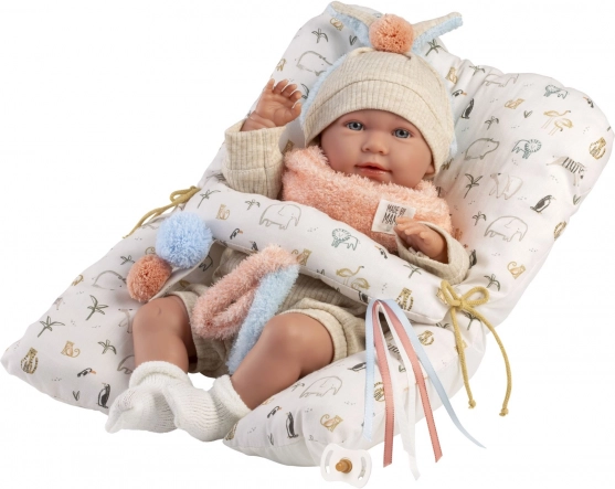 Realisztikus baba csecsemő hangokkal és puha szövet testtel 42 cm