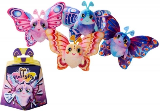 Plüss pillangó Fluffyfly 12 cm – felfújható szárnyak, 4 szín
