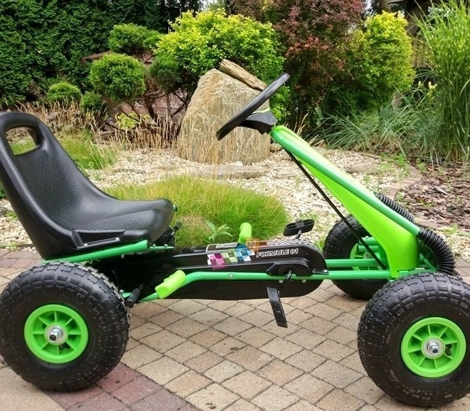 Pedálos levegős gokart + Felfújható gumik + Állítható ülés – Zöld