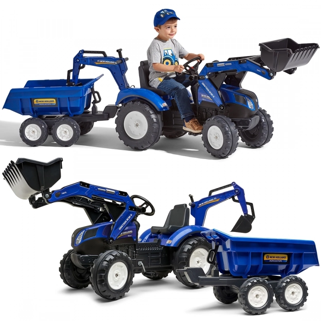 Traktor New Holland pótkocsival, kék, 3 éves kortól gyerekeknek
