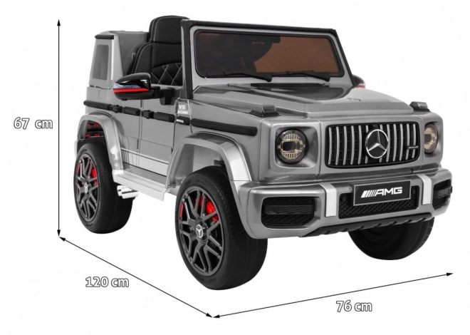 Mercedes AMG G63 gyermekeknek Ezüst festék + távirányító + MP3 LED + lassú indítás + EVA + övek