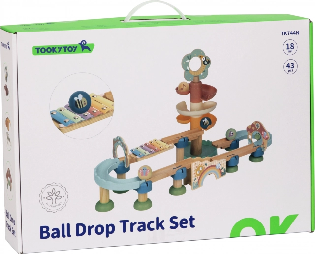 Fa golyópálya Xilofonnal Tooky Toy 44 db