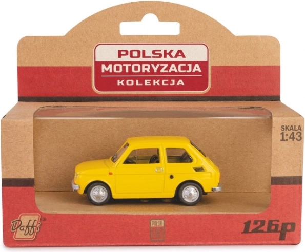 Fiat 126p sárga modellautó 1:43