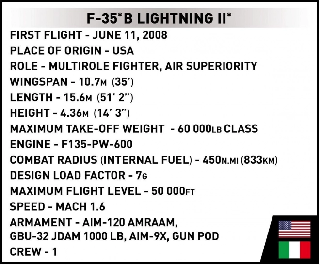 F-35B Lightning II repülőgép építőkészlet 610 darabos