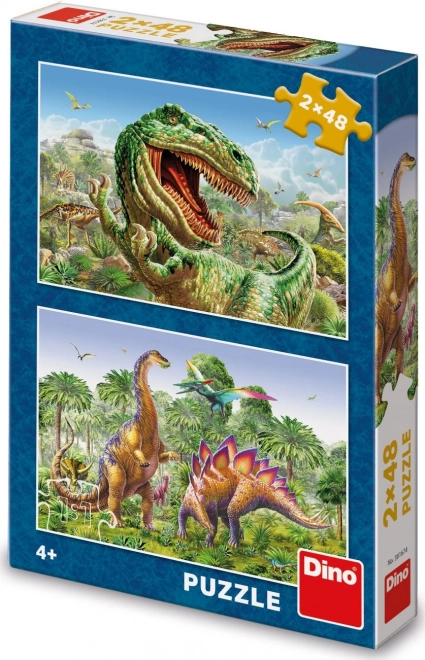 Dinoszauruszok csatája puzzle 2x48 darab