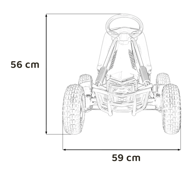 Piros gyerek lábbal hajtós gokart kézi fékkel és felfújható kerekekkel – rózsaszín