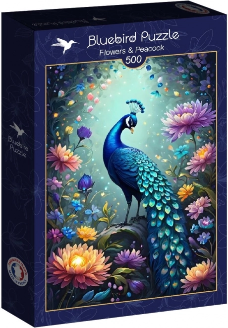 Puzzle Virágok és páva 500 darab