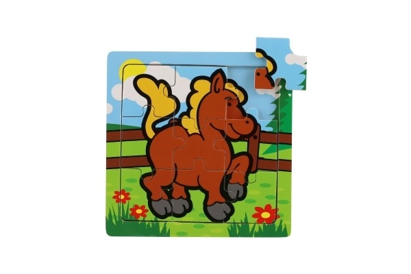 Mini puzzle fából 9 darabos Az első állataim babáknak 15x15x0,8cm 6 féle