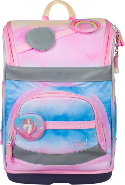Baagl Zippy Plus Rainbow Unicorn szett: iskolatáska, tolltartó, zsák, kötény, nyakba akasztható pénztárca