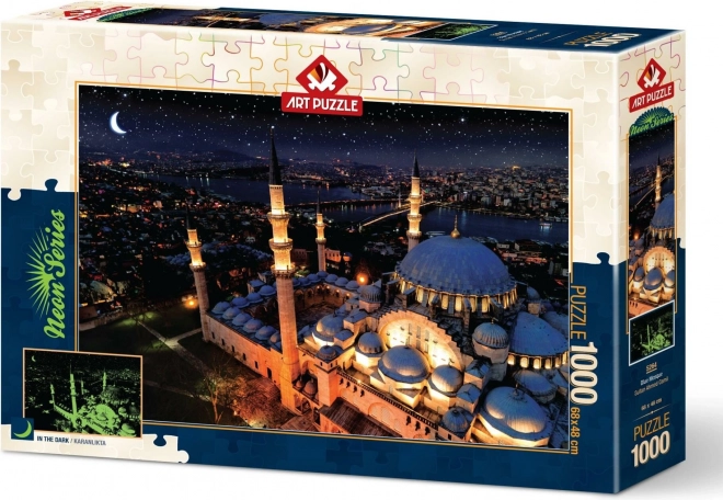 Neon fényű puzzle Kék Mecset 1000 darab