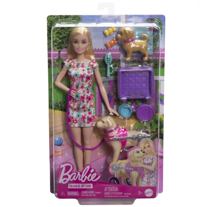 Barbie és kiskutyás játékszett kerekesszékkel