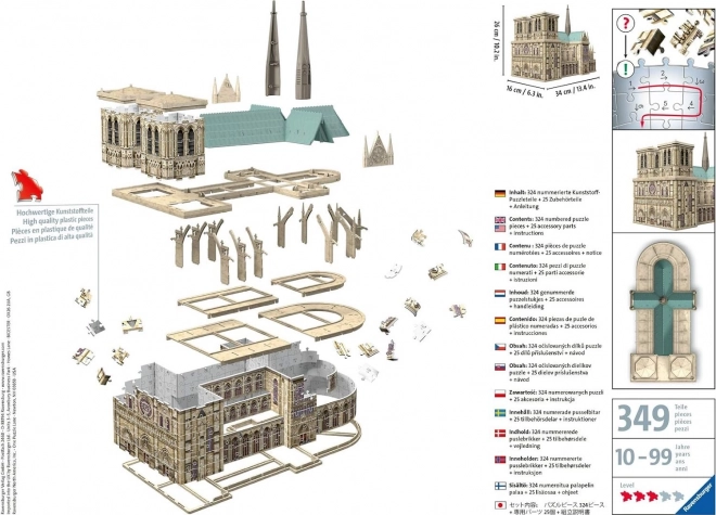 Notre-Dame székesegyház 3D puzzle - Ravensburger