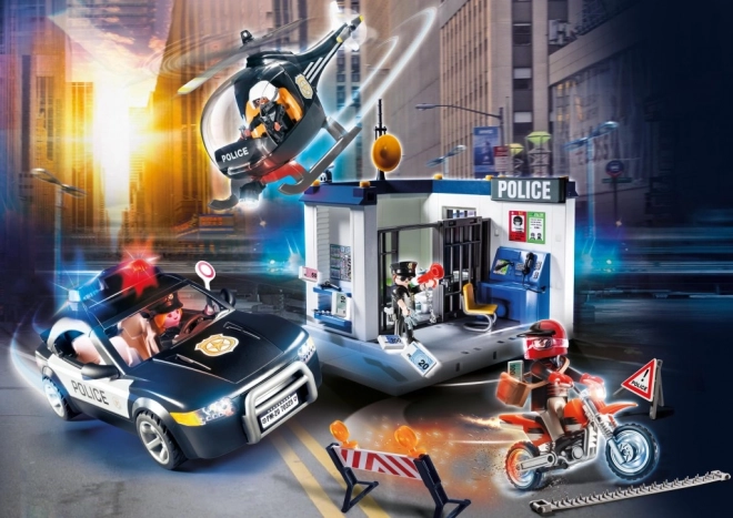 Rendőrségi City Action Készlet Autóval és Helikopterrel