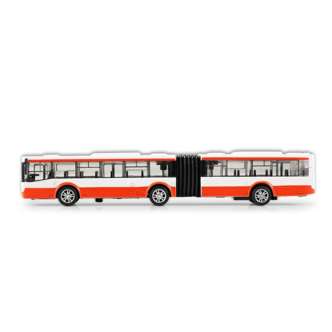 Fém piros csuklós busz