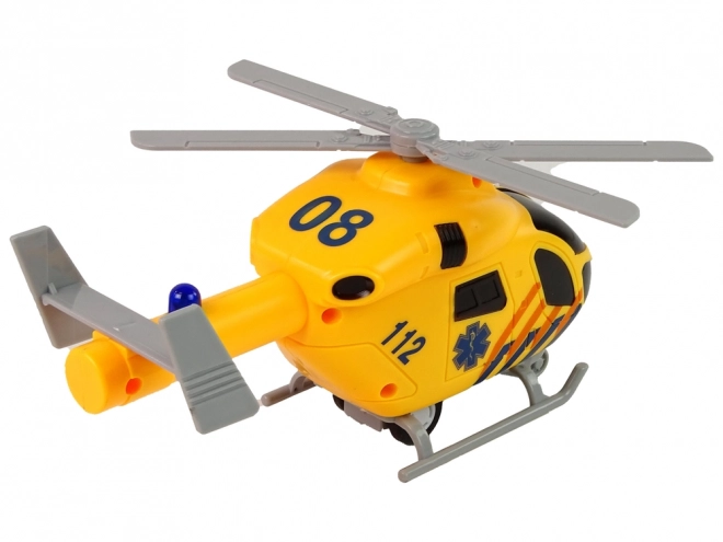 Mentőhelikopter sárga hangfény forgópropeller