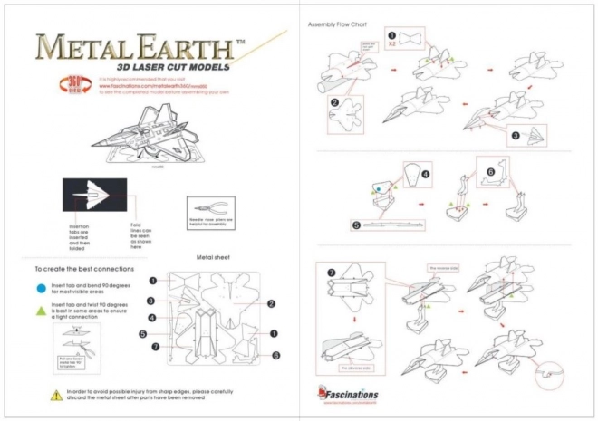 F-22 Raptor vadászgép 3D puzzle - Metal Earth