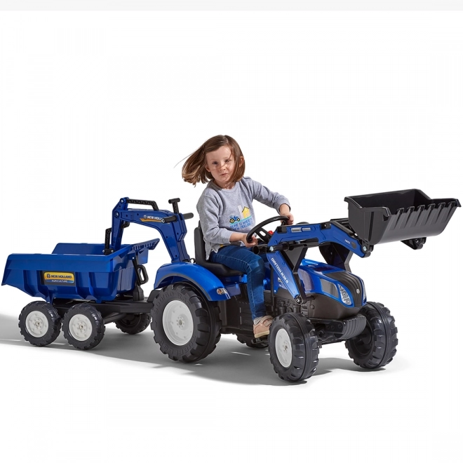 Traktor New Holland pótkocsival, kék, 3 éves kortól gyerekeknek