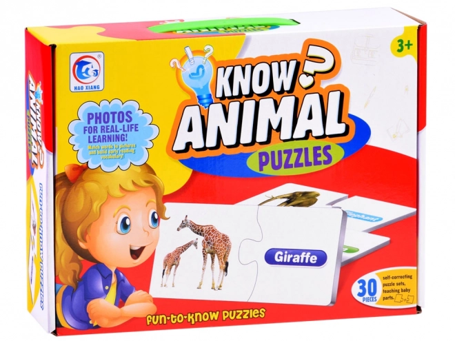 Angol nyelvű állatos oktatójáték puzzle