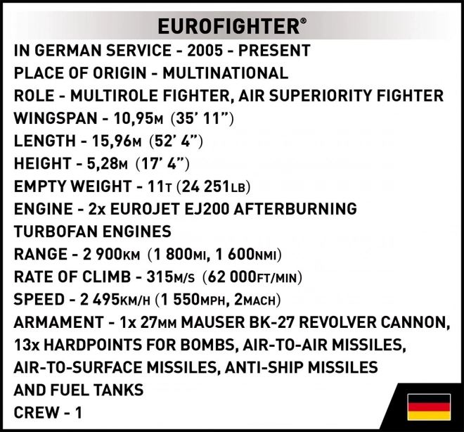 Fegyveres erők Eurofighter Typhoon Németország 1:48 Építőjáték