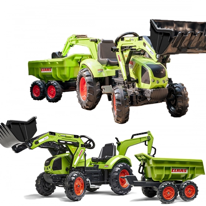 Traktor pedálos Class Atiom 430 zöld első és hátsó kanállal