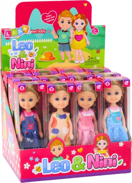 Mini baba hosszú hajjal és ruhában 15 cm