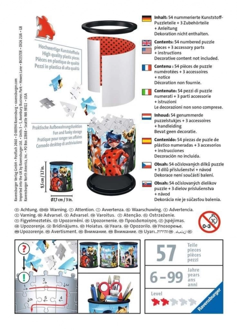 3D puzzle tolltartó - Ladybug és Fekete Macska 57 darab