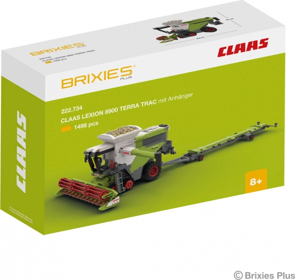 Építőkészlet Brixies Plus Claas Lexion 8900 Terra Trac pótkocsival